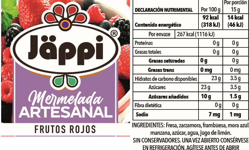 Mermelada de frutos rojos baja en azúcar