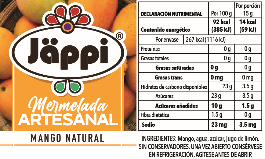 Mermelada de mango baja en azúcar